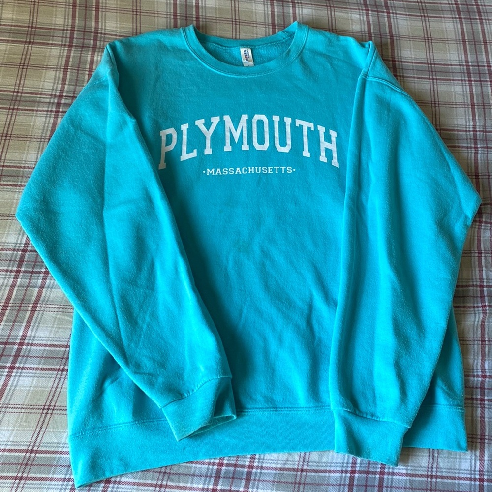 Light blue Plymouth Massachusetts sweater